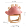 1Pc Baby Silicone Teether Toys Dinosaur Glove Bracelet Teething Natural Wood Ring Bracelet BPA Free Nursing Accessories for Kid - FLUFFI