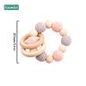 1Pc Baby Teether Silicone Beads Wooden Baby Pacifier Chain Baby Pram Crib DIY Customized Rattle Soother Bracelet Teether - FLUFFI