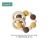 1Pc Baby Teether Silicone Beads Wooden Baby Pacifier Chain Baby Pram Crib DIY Customized Rattle Soother Bracelet Teether - FLUFFI