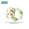 1Pc Baby Teether Silicone Beads Wooden Baby Pacifier Chain Baby Pram Crib DIY Customized Rattle Soother Bracelet Teether - FLUFFI