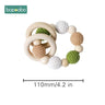 1Pc Baby Teether Silicone Beads Wooden Baby Pacifier Chain Baby Pram Crib DIY Customized Rattle Soother Bracelet Teether - FLUFFI