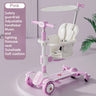 6 In1 Kids Scooter | Flash Wheels | Music & Light | Guardrail Canopy - FLUFFI