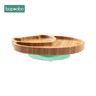 Baby Feeding Bowl Baby Dinner Plate Cartoon Sheep Bamboo Kids Feeding Dinnerware with Silicone Suction Cup Wooden Fork Spoo - FLUFFI