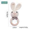 Baby Rattles Crochet Stuffed Bunny Doll Rattle Toy Wood Ring Baby Teether Rodent Baby Gym Mobile Newborn Educational Toy - FLUFFI