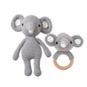 Baby Rattles Crochet Stuffed Bunny Doll Rattle Toy Wood Ring Baby Teether Rodent Baby Gym Mobile Newborn Educational Toy - FLUFFI