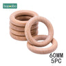 Beech Wooden Ring 40/60/65Mm Food Grade for Baby Teething Accessories DIY Crafts Accessories Wooden Baby Teether - FLUFFI