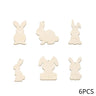 Easter Wooden Bunny Cutouts Unfinished Wood Slices Rabbit Blank Hanging Ornaments with Ropes for Easter - FLUFFI