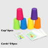 Kids Montessori Toys Stack Cup Battle Table Game with Card Educational Intellectual Enlightenment Color Cognition Logic Training - FLUFFI