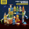 Magnetic Building Blocks with Marble Run Magna Tiles Colorful and Colour Light Strong Magnetic Toy Montessori STEM Magnetic Game - FLUFFI
