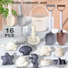 Mini Beach Toy Set - Shovels, Buckets & Sea - Themed Molds | Sandcastle Building - FLUFFI