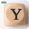 New Wooden Maple Square Shape Beads 12Mm 20Pc Chew Food Grade Teether Letter Beads DIY Crafts Sensory Chewing Toy - FLUFFI