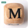 New Wooden Maple Square Shape Beads 12Mm 20Pc Chew Food Grade Teether Letter Beads DIY Crafts Sensory Chewing Toy - FLUFFI