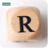 New Wooden Maple Square Shape Beads 12Mm 20Pc Chew Food Grade Teether Letter Beads DIY Crafts Sensory Chewing Toy - FLUFFI