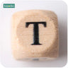 New Wooden Maple Square Shape Beads 12Mm 20Pc Chew Food Grade Teether Letter Beads DIY Crafts Sensory Chewing Toy - FLUFFI