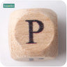 New Wooden Maple Square Shape Beads 12Mm 20Pc Chew Food Grade Teether Letter Beads DIY Crafts Sensory Chewing Toy - FLUFFI