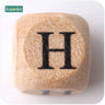 New Wooden Maple Square Shape Beads 12Mm 20Pc Chew Food Grade Teether Letter Beads DIY Crafts Sensory Chewing Toy - FLUFFI