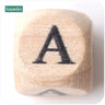 New Wooden Maple Square Shape Beads 12Mm 20Pc Chew Food Grade Teether Letter Beads DIY Crafts Sensory Chewing Toy - FLUFFI