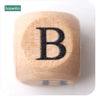 New Wooden Maple Square Shape Beads 12Mm 20Pc Chew Food Grade Teether Letter Beads DIY Crafts Sensory Chewing Toy - FLUFFI