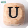 New Wooden Maple Square Shape Beads 12Mm 20Pc Chew Food Grade Teether Letter Beads DIY Crafts Sensory Chewing Toy - FLUFFI