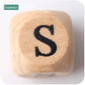 New Wooden Maple Square Shape Beads 12Mm 20Pc Chew Food Grade Teether Letter Beads DIY Crafts Sensory Chewing Toy - FLUFFI