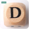 New Wooden Maple Square Shape Beads 12Mm 20Pc Chew Food Grade Teether Letter Beads DIY Crafts Sensory Chewing Toy - FLUFFI