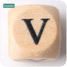 New Wooden Maple Square Shape Beads 12Mm 20Pc Chew Food Grade Teether Letter Beads DIY Crafts Sensory Chewing Toy - FLUFFI
