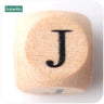New Wooden Maple Square Shape Beads 12Mm 20Pc Chew Food Grade Teether Letter Beads DIY Crafts Sensory Chewing Toy - FLUFFI