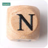 New Wooden Maple Square Shape Beads 12Mm 20Pc Chew Food Grade Teether Letter Beads DIY Crafts Sensory Chewing Toy - FLUFFI