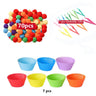 Rainbow Counting Pompoms | Sorting Cup | Montessori Sensory Toys - FLUFFI