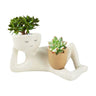 Relaxing Person Holding Pot Planter with Drainage Hole Penis Body Vase Decor Resin Funny Succulent Pot for Succulents Cactus - FLUFFI