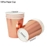 Rose Gold Party Disposable Tableware Set Paper Plate Cup Kids Adult Birthday - FLUFFI
