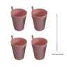Set of 4 Built - In Straw Tumbler Plastic Sippy Drinking Cup for Children and Adults, Dishwasher and Microwave Safe - FLUFFI