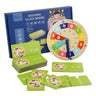 Wooden Clock Model Teaching Aid,Montessori Learning Clocks with Cards,Kindergartner Toy for Game,Interaction Playroom Wall - FLUFFI