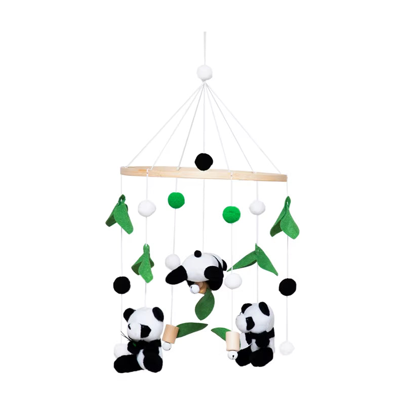 Newborn Panda Bamboo Leaf Bed Bell Toys 0-12 Months for Baby Crib Bed Wood Bell Mobile Toddler Carousel Cot Kid Musical Toy Gift