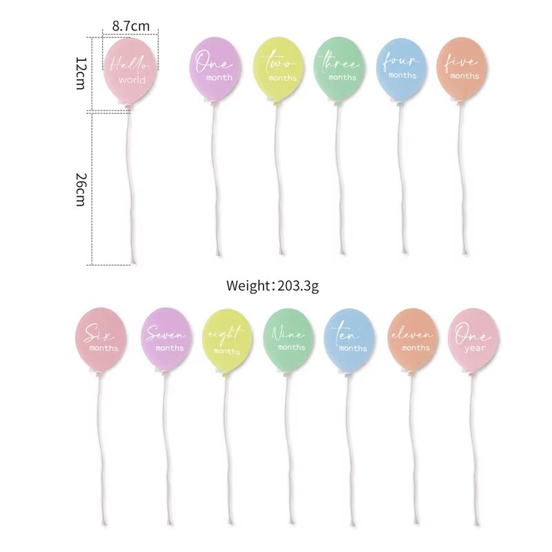 1 Set Newborn Acrylic Balloon Milestone1 - 12 Month Cardbaby Milestone Infant Born Photography Props Birthday Party Decoration - FLUFFI