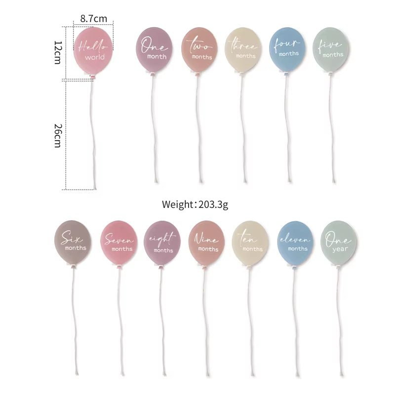 1 Set Newborn Acrylic Balloon Milestone1 - 12 Month Cardbaby Milestone Infant Born Photography Props Birthday Party Decoration - FLUFFI