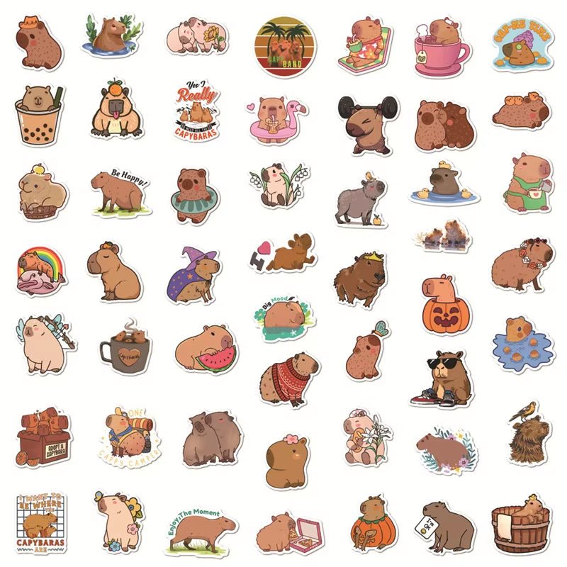 10/30/50PCS Cute Capybara PVC Sticker Aesthetic Children'S Decoration Scrapbooking Sketchbook Korean Stationery School Supplies - FLUFFI