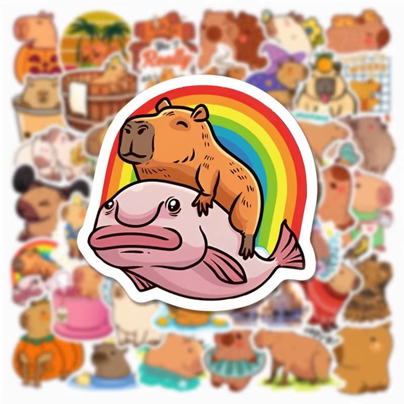 10/30/50PCS Cute Capybara PVC Sticker Aesthetic Children'S Decoration Scrapbooking Sketchbook Korean Stationery School Supplies - FLUFFI