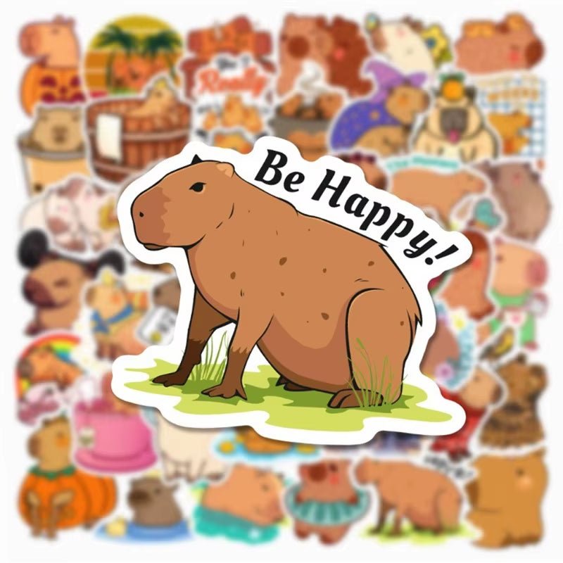 10/30/50PCS Cute Capybara PVC Sticker Aesthetic Children'S Decoration Scrapbooking Sketchbook Korean Stationery School Supplies - FLUFFI