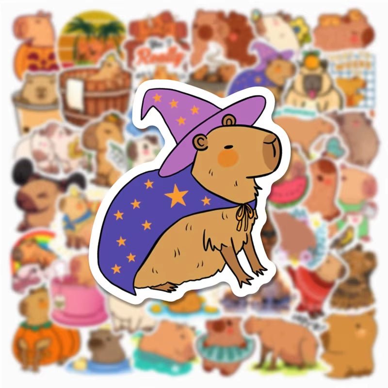 10/30/50PCS Cute Capybara PVC Sticker Aesthetic Children'S Decoration Scrapbooking Sketchbook Korean Stationery School Supplies - FLUFFI