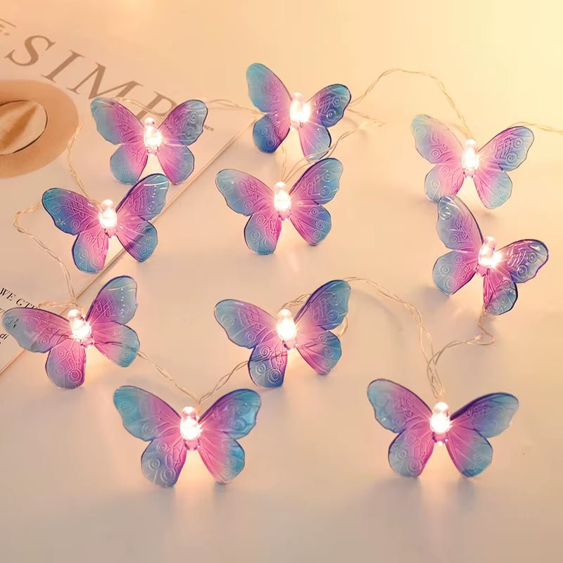 1.5M 10LED Butterfly Fairy Light Strings Garland Girls Butterfly Brithday Party Wedding Home Decorations Kids Christmas Gift - FLUFFI