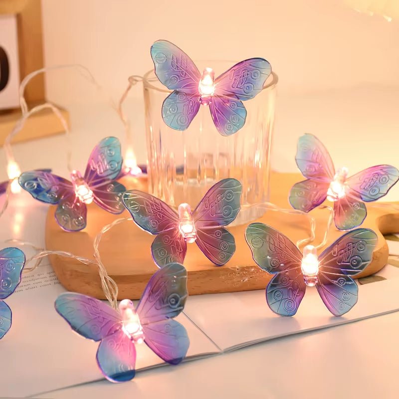 1.5M 10LED Butterfly Fairy Light Strings Garland Girls Butterfly Brithday Party Wedding Home Decorations Kids Christmas Gift - FLUFFI
