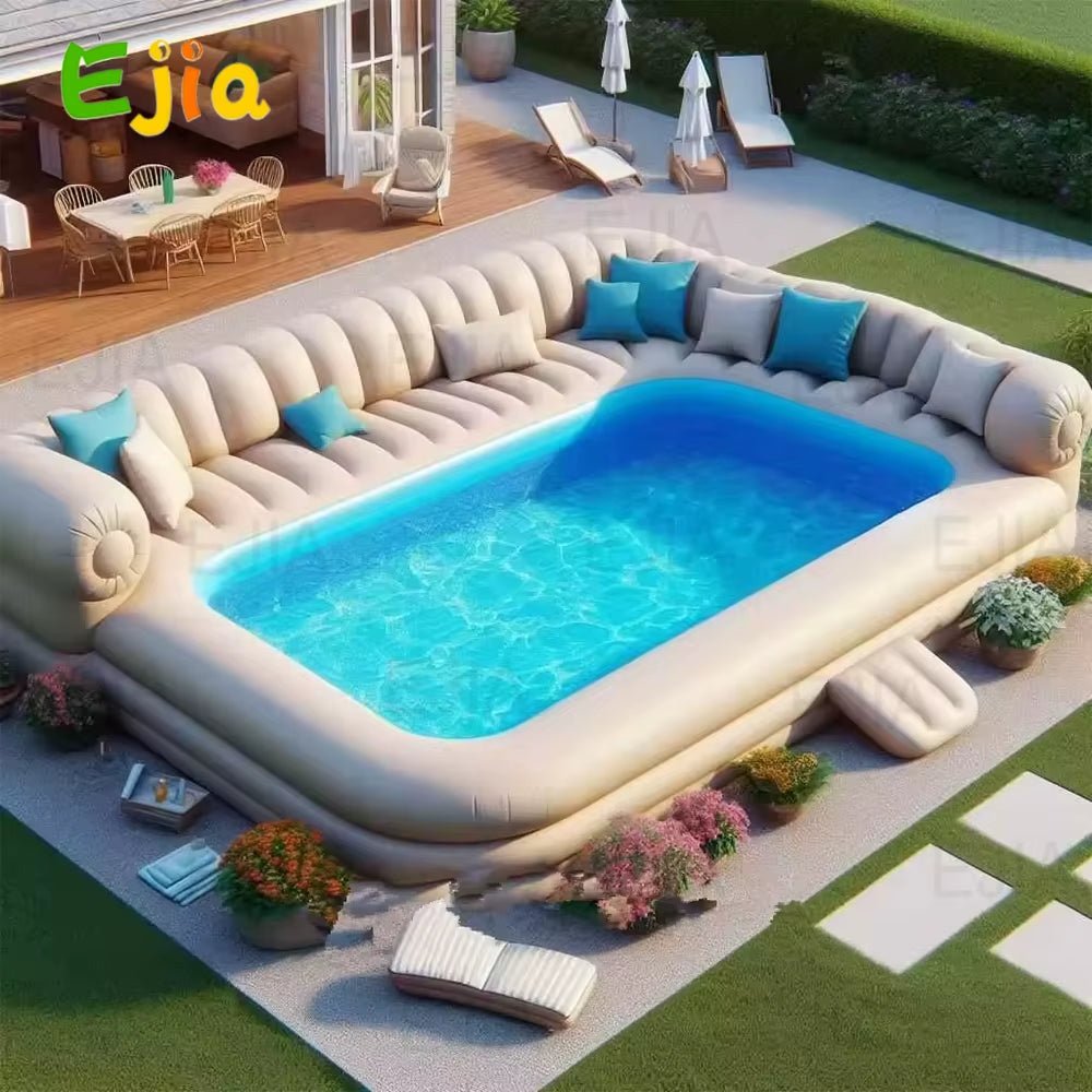 16Ft - 5M Large Family Party Outdoor Inflatable Sofa Pool Two in One Sofa & Pool Luxury Lounge Chair Swimming Pool for Kid Adults - FLUFFI