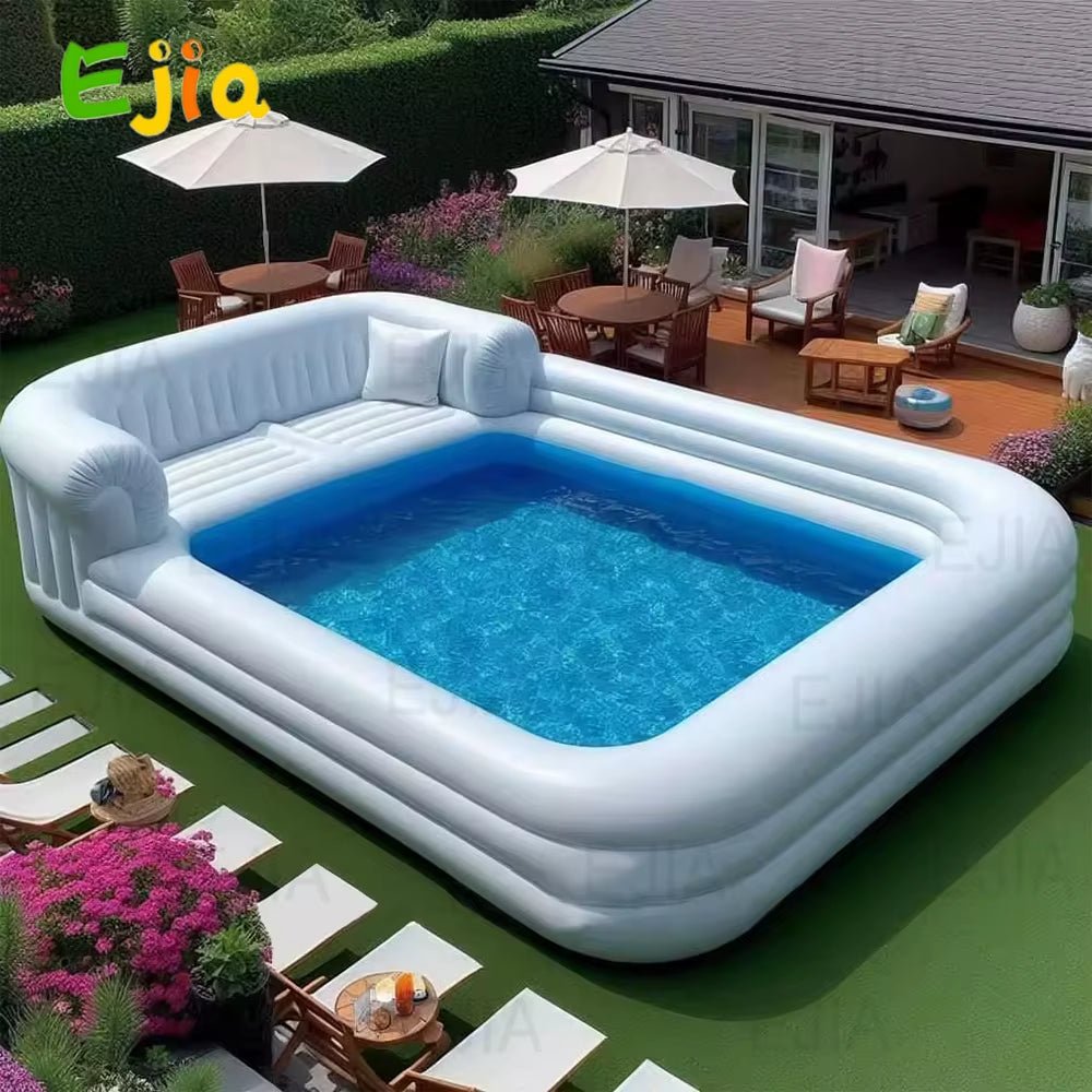 16Ft - 5M Large Family Party Outdoor Inflatable Sofa Pool Two in One Sofa & Pool Luxury Lounge Chair Swimming Pool for Kid Adults - FLUFFI