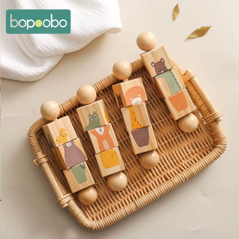 1PC Babies Mobile Musical Rattle Toy Wooden Montessori Classic Educational Toy Animals Teether Toys Children Birthday Gifts - FLUFFI
