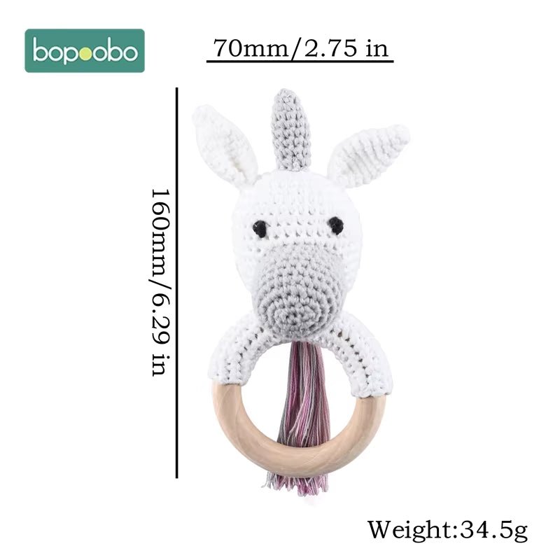 1Pc Baby Teether Silicone Beads Wooden Baby Pacifier Chain Baby Pram Crib DIY Customized Rattle Soother Bracelet Teether - FLUFFI