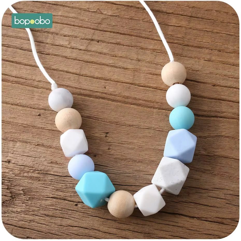 1Pc Baby Teething Silicone Necklace Food Grade Silicone Beads Hexagon Baby Toys Silicone Perle BPA Free Baby Teether - FLUFFI