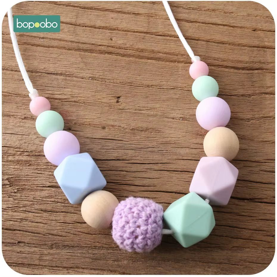 1Pc Baby Teething Silicone Necklace Food Grade Silicone Beads Hexagon Baby Toys Silicone Perle BPA Free Baby Teether - FLUFFI
