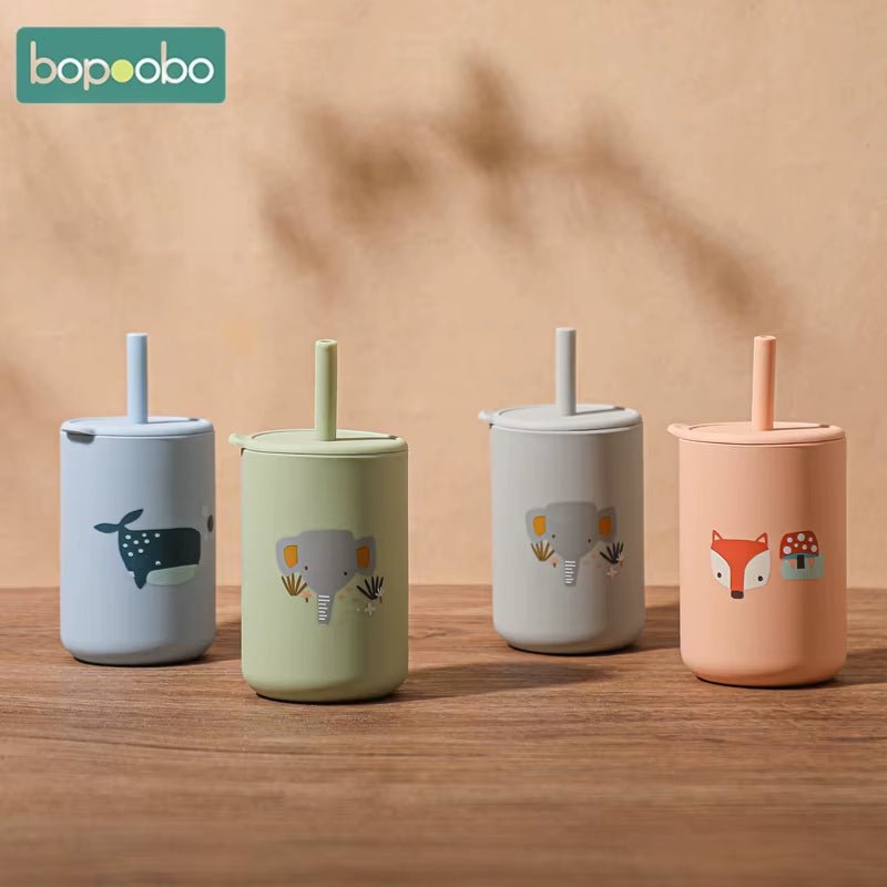1PC BPA Free Silicone Baby Cup Straw Cup Drinkware Feeding Solid Tableware Toddlers Dishes for Baby Waterproof Bowl - FLUFFI