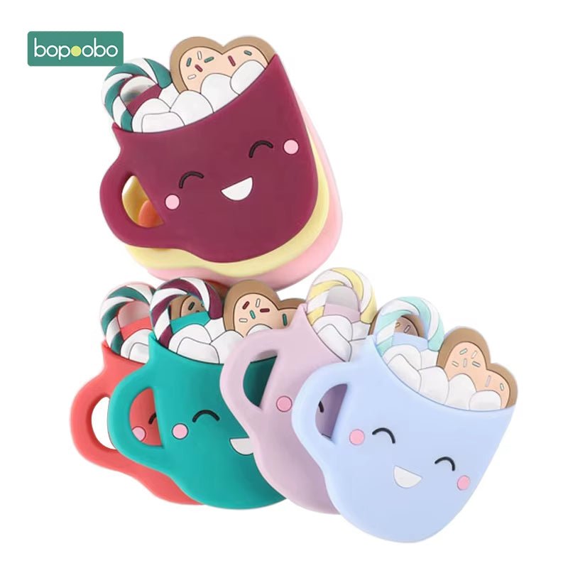 1PC Food Grade Baby Teethers Silicone Cup Chewable BPA Free Rodent Teething Tiny Rod Silicone Cup Teether Baby Product - FLUFFI